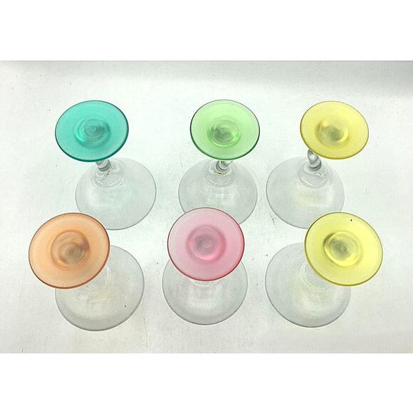 Libbey WATUSI Multicolor Martini Glasses Retro Zig Zag Stem Barware - Picture 3 of 8